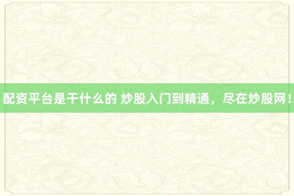 配资平台是干什么的 炒股入门到精通，尽在炒股网！